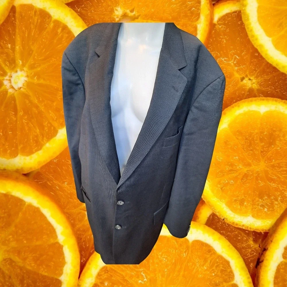 Burberry London Men's 46 Long‎ Wool Sport Coat Blazer Jacket Navy